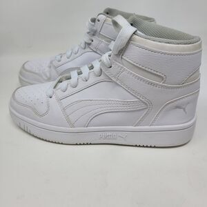 90s Style Puma Hightop Plain Clean Minimal White Size 4.5 4.5C, Youth Boys Girls